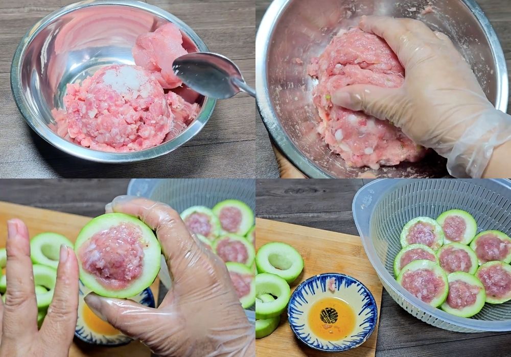 Trộn nhân và nhồi thịt