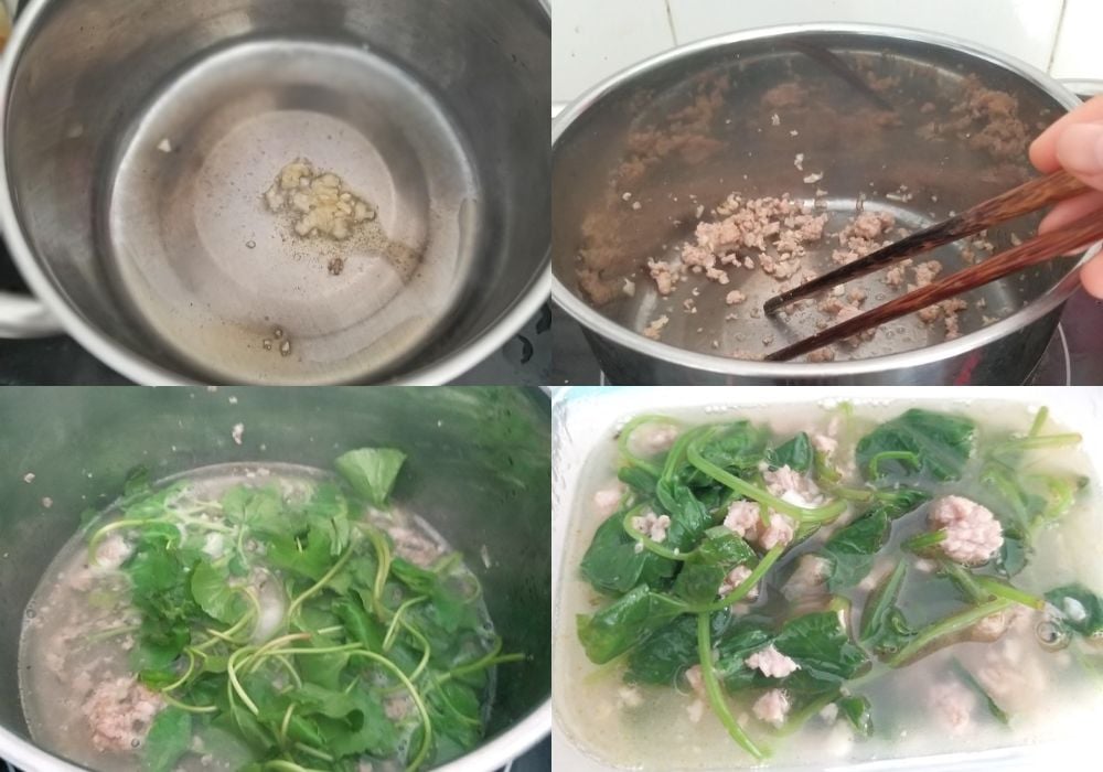 Nấu canh rau má