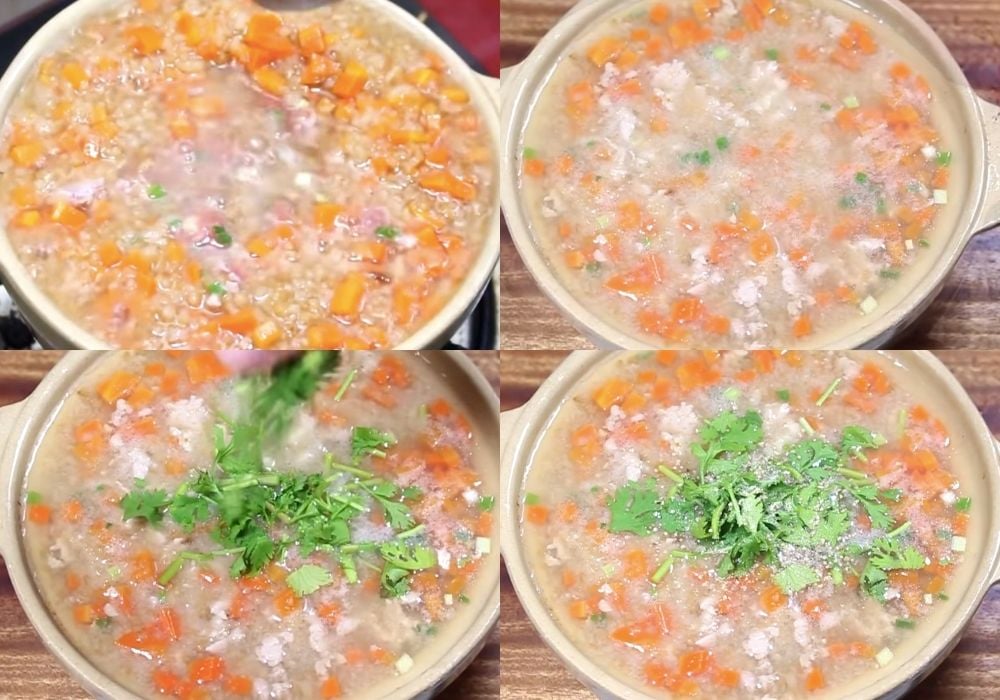 Cháo thịt băm cà rốt