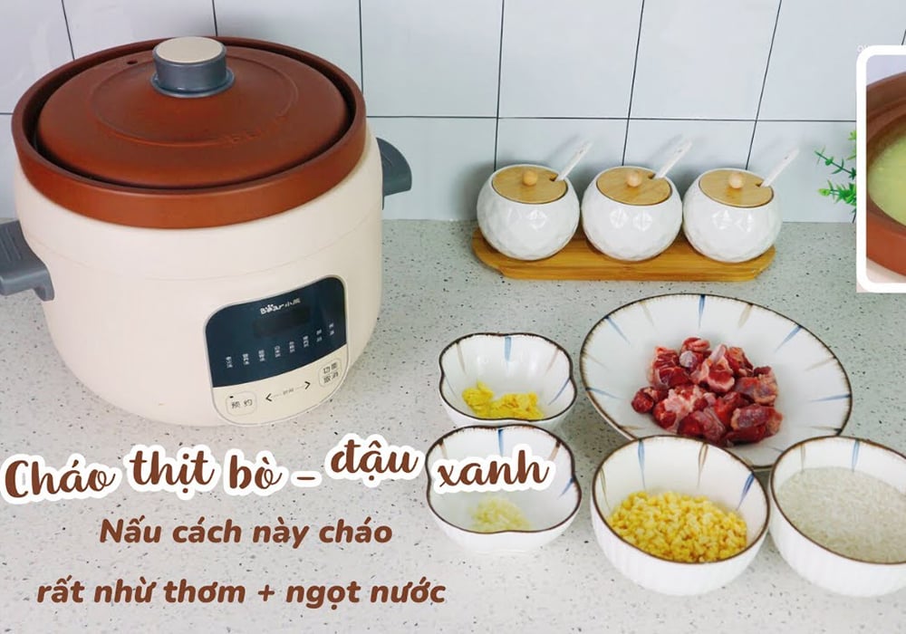 Nguyên liệu làm cháo thịt bò đậu xanh