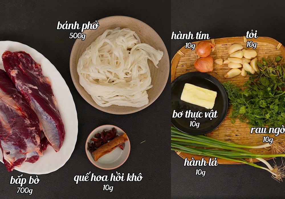 Nguyên liệu làm bò sốt vang bằng nồi áp suất