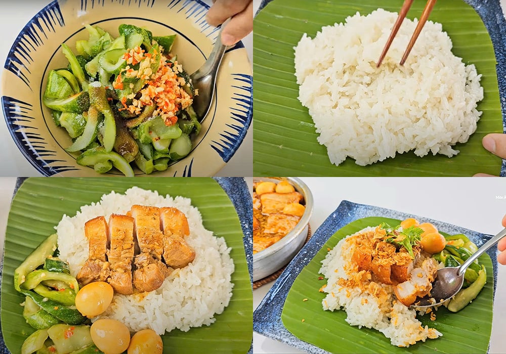 Các bước làm xôi thịt kho tàu