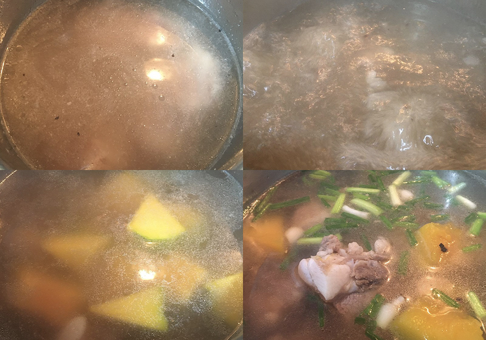 Các bước làm canh bí đỏ nấu sườn heo