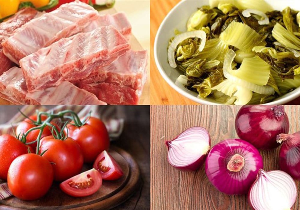 Nguyên liệu làm canh cải chua sườn non