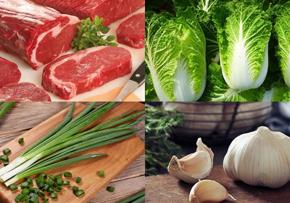 Nguyên liệu làm canh thịt bò cải thảo
