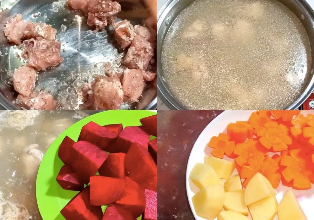 Nấu canh củ dền xương heo