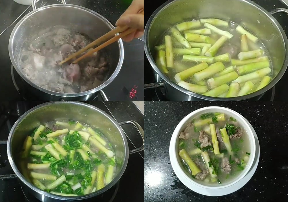 Các bước làm canh ngó khoai nấu sườn