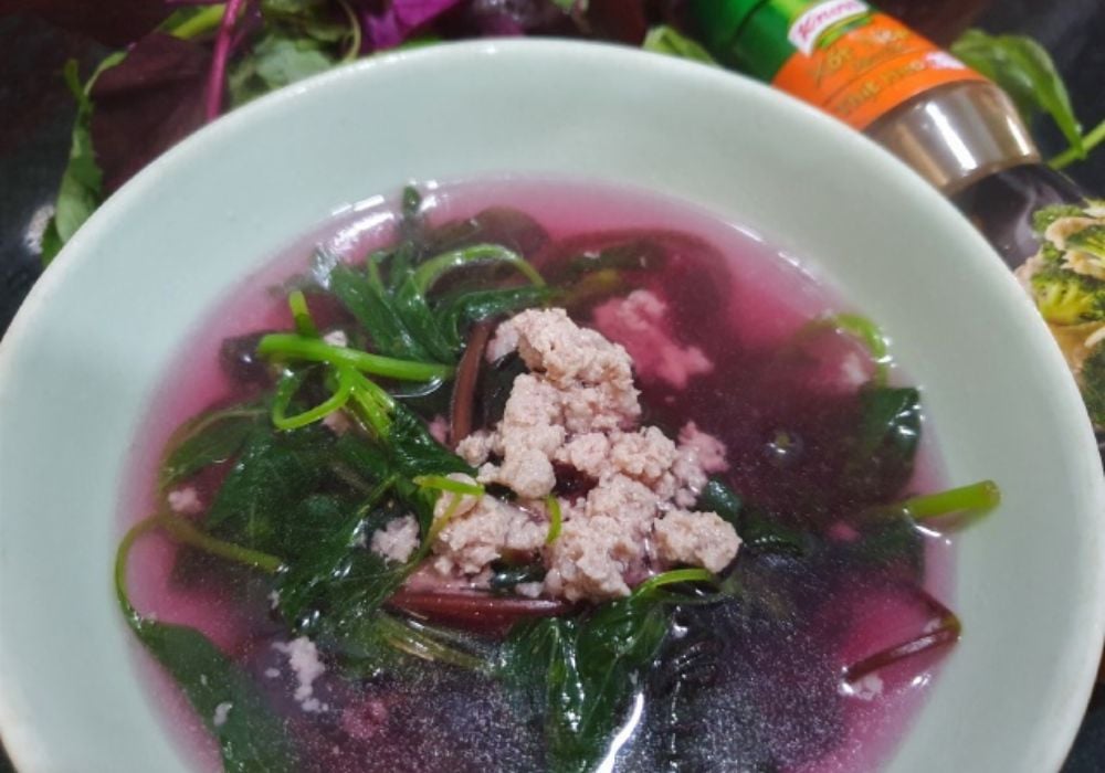 Canh rau dền thịt băm