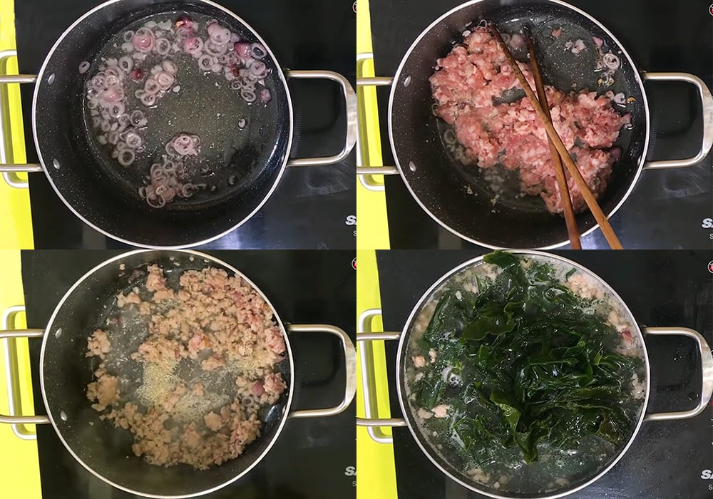Các bước làm canh rong biển thịt bằm