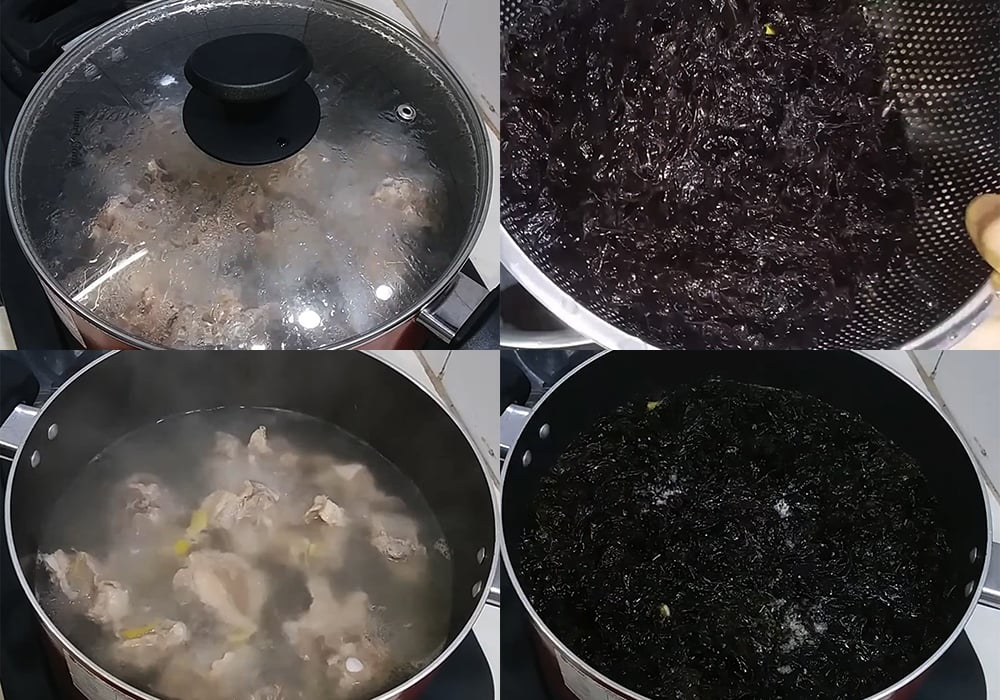 Các bước làm canh rong biển sườn heo