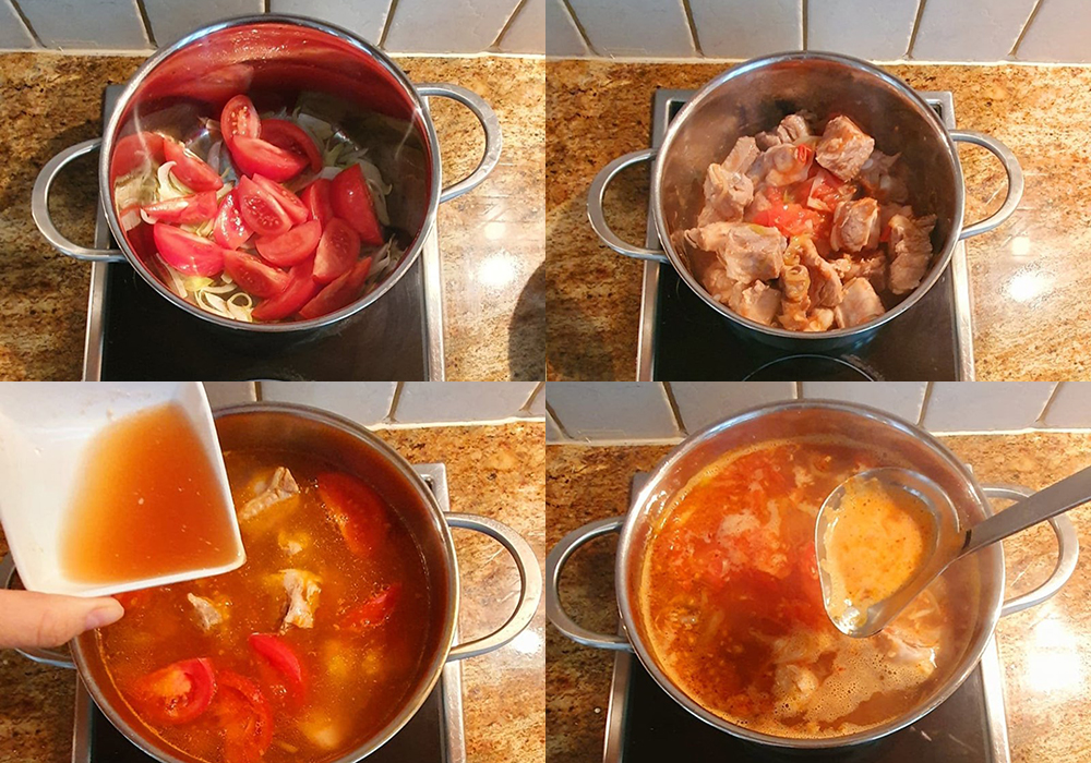 Các bước làm canh sườn nấu chua