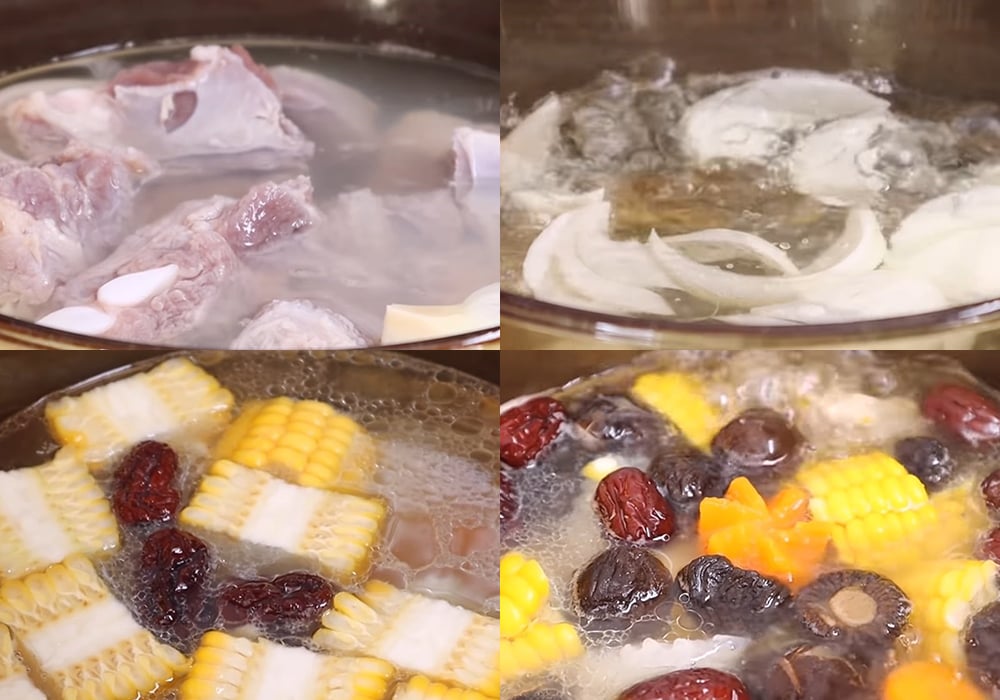 Các bước làm canh sườn non hầm rau củ