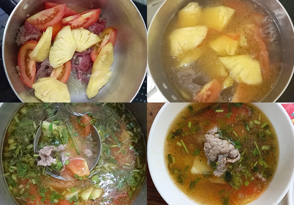 Các bước làm canh thịt bò cà chua