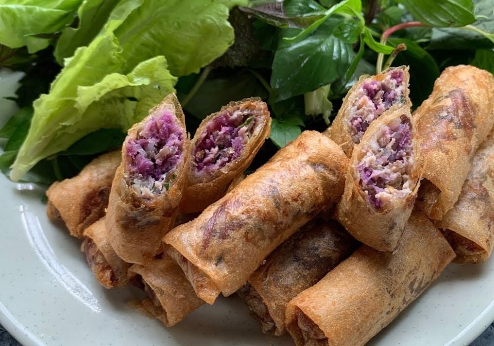 Chả giò thịt heo khoai lang tím