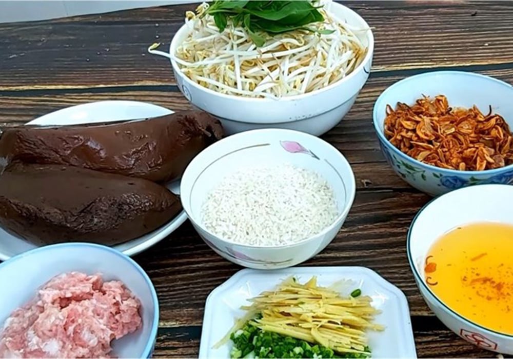 Nguyên liệu làm cháo huyết thịt bằm