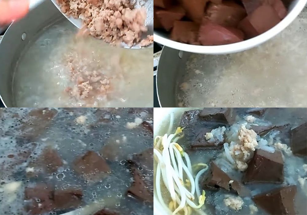 Các bước làm cháo huyết thịt băm