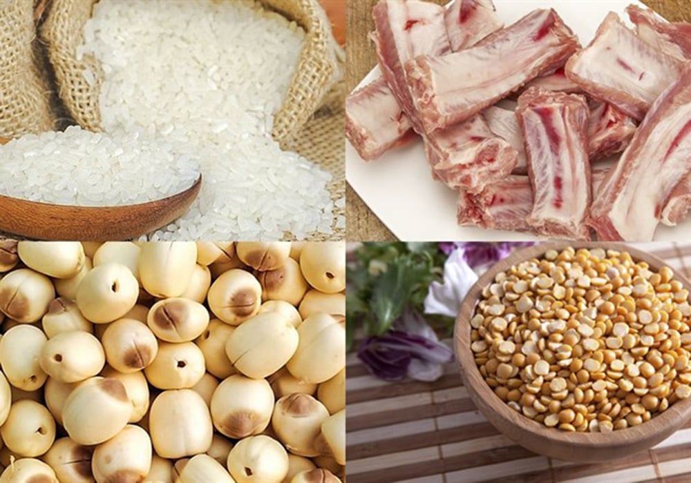 Nguyên liệu làm cháo sườn bằng nồi cơm điện
