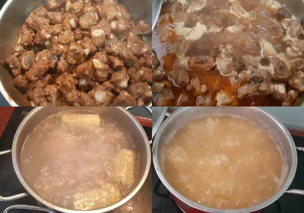 Các bước làm cháo sườn ngô