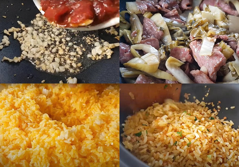 Các bước làm cơm rang dưa bò