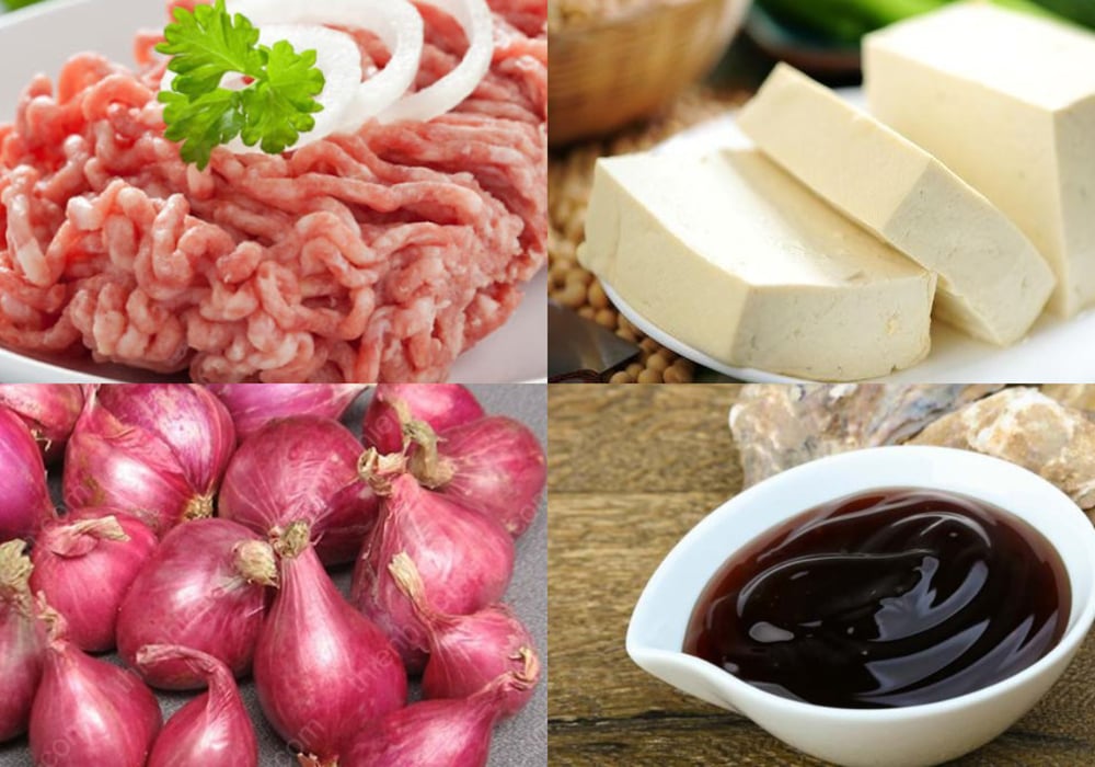 Nguyên liệu làm đậu hũ nhồi thịt sốt cà chua