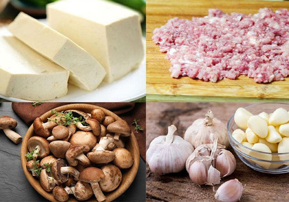 Nguyên liệu làm đậu phụ sốt thịt băm