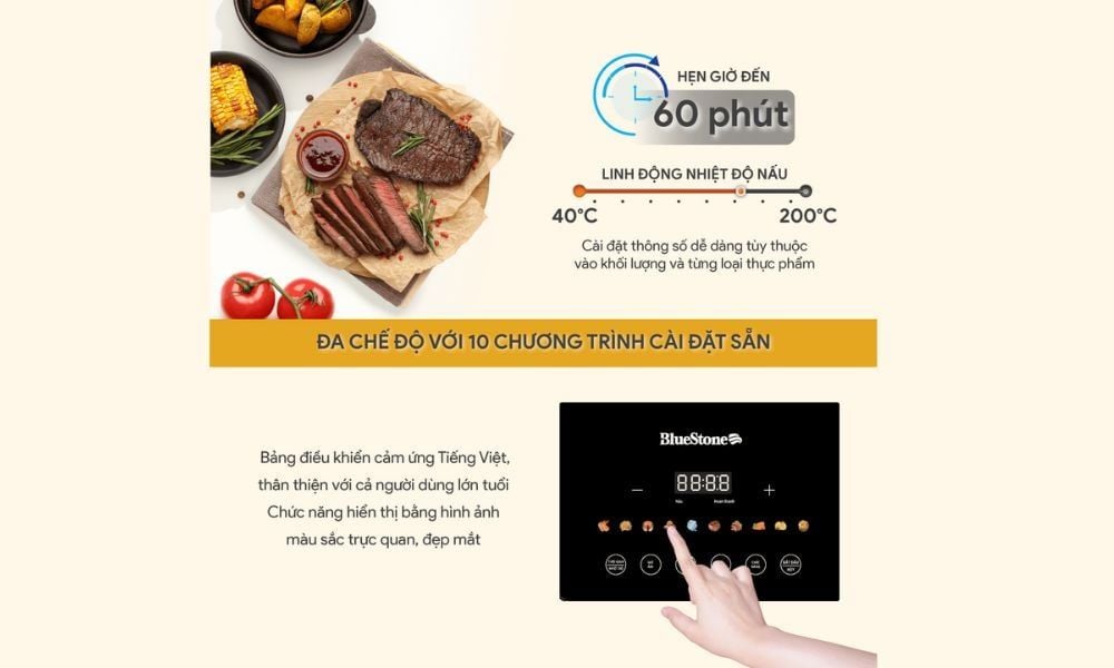 Nồi chiên không dầu BlueStone AFB-5857 có chuyển độ F sang C