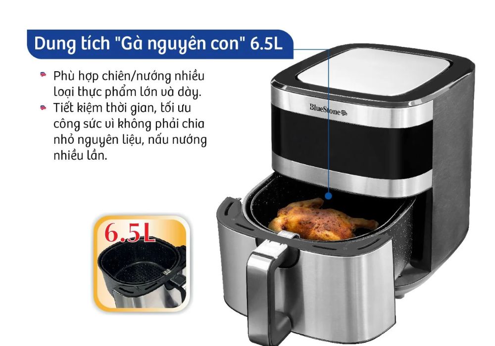 Nồi chiên từ 6L trở lên có thể nướng gà nguyên con