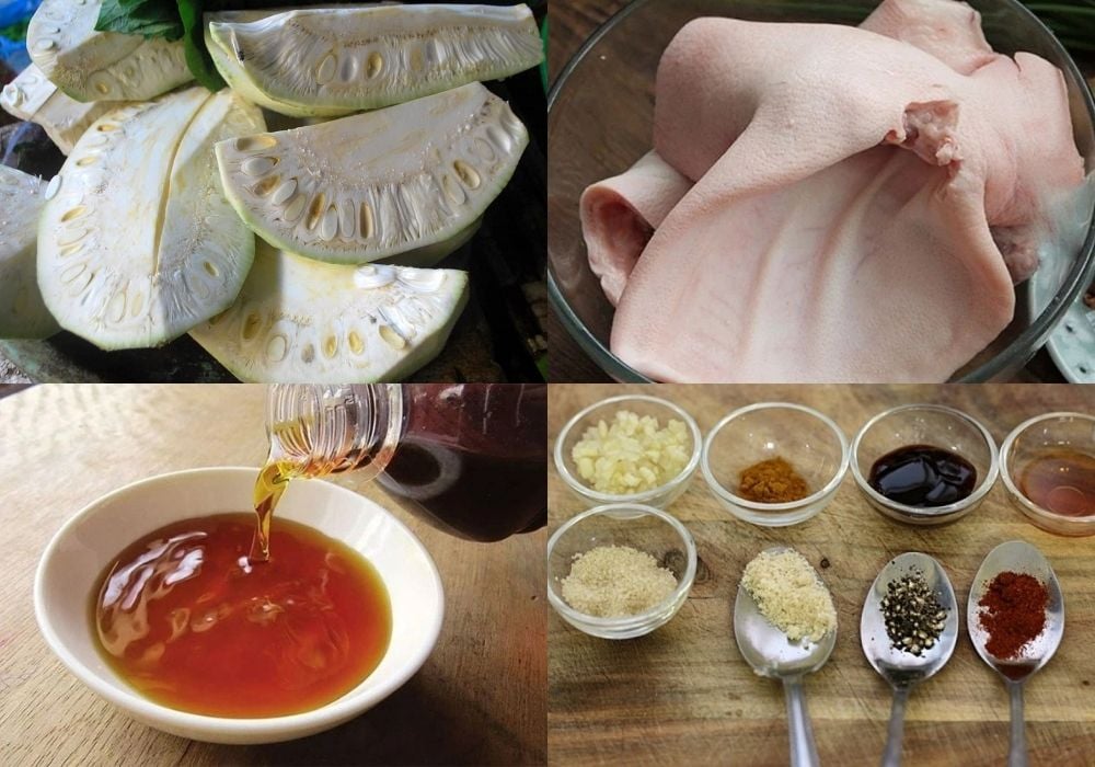 Nguyên liệu làm gỏi mít non tai heo