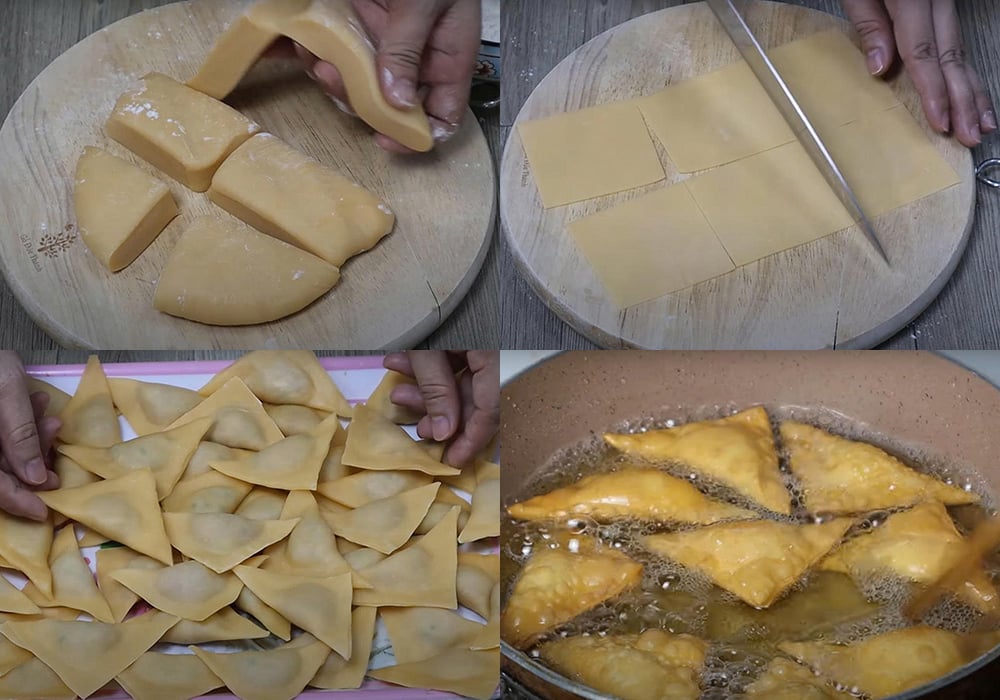 Các bước làm hoành thánh chiên nhân tôm thịt