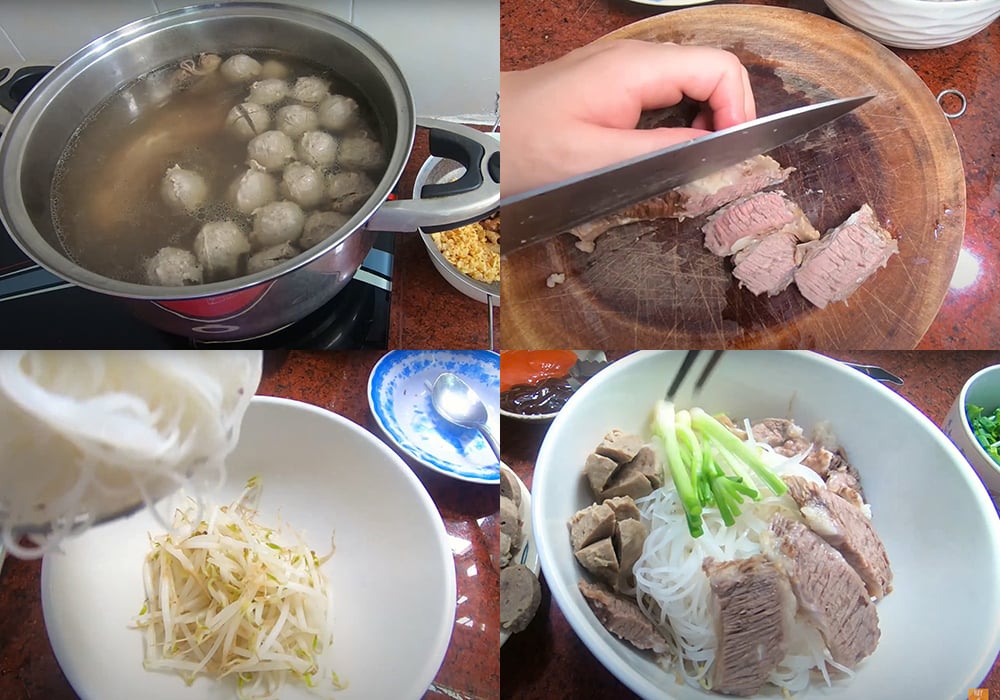 Các bước làm hủ tiếu bò viên