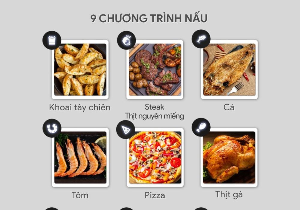 Lựa chọn kích thước nồi chiên không dầu phù hợp với món ăn và tần suất nấu ăn