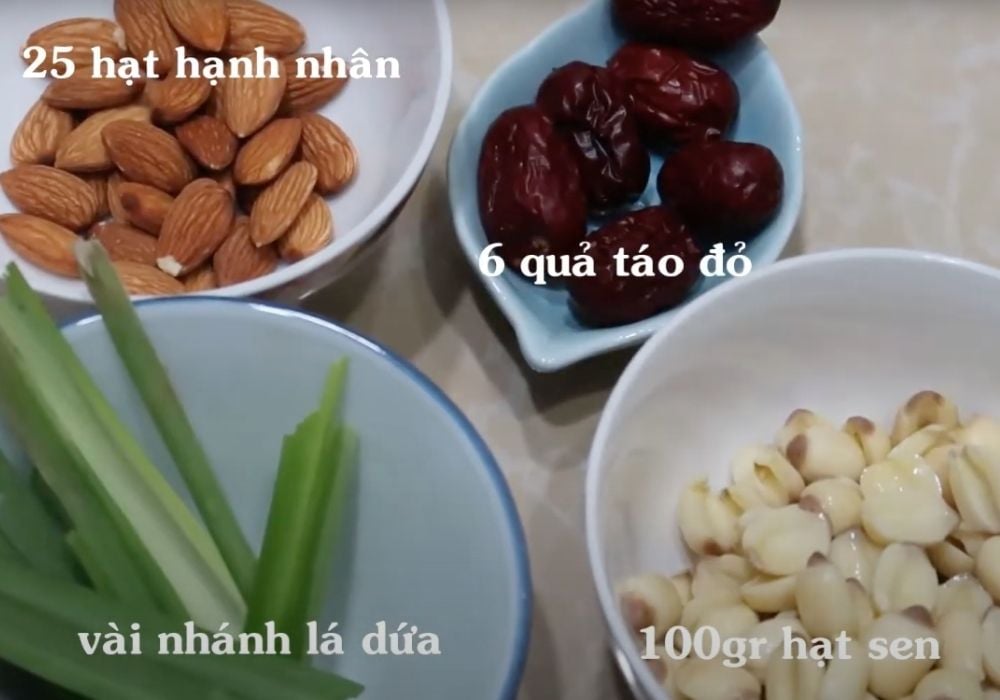 Nguyên liệu làm sữa hạt sen táo đỏ