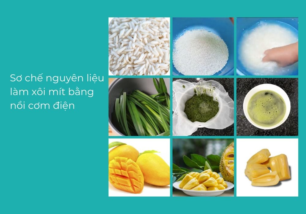 Sơ chế nguyên liệu làm xôi mít bằng nồi cơm điện