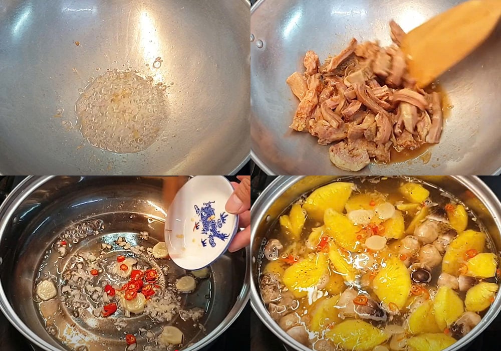 Các bước làm lẩu lòng bò thơm dứa