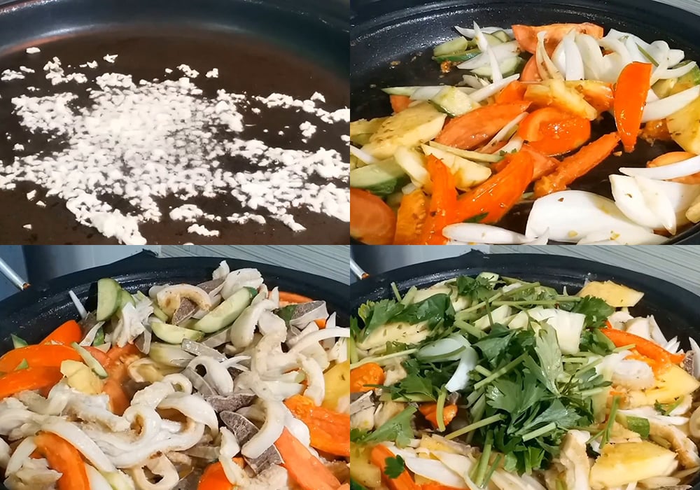 Các bước làm lòng bò xào chua ngọt