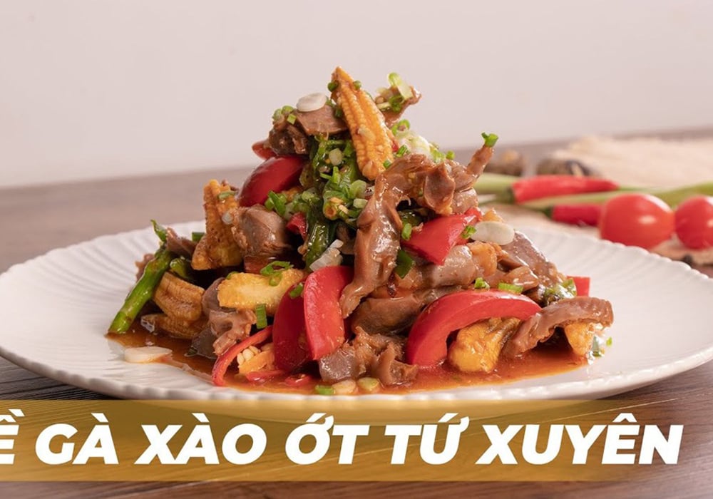 Thưởng thức lòng mề gà xào ớt Tứ Xuyên