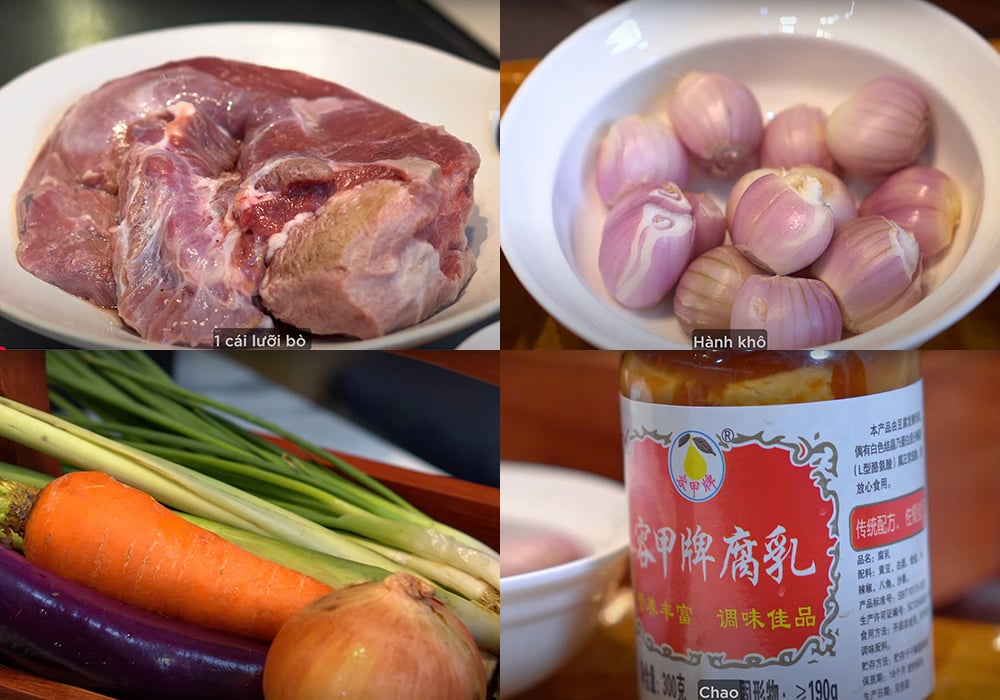 Nguyên liệu làm lưỡi bò nướng