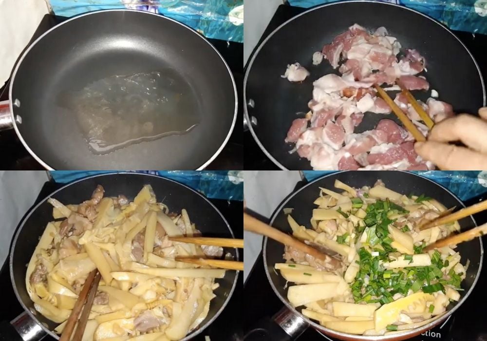 Xào thịt ba chỉ với măng