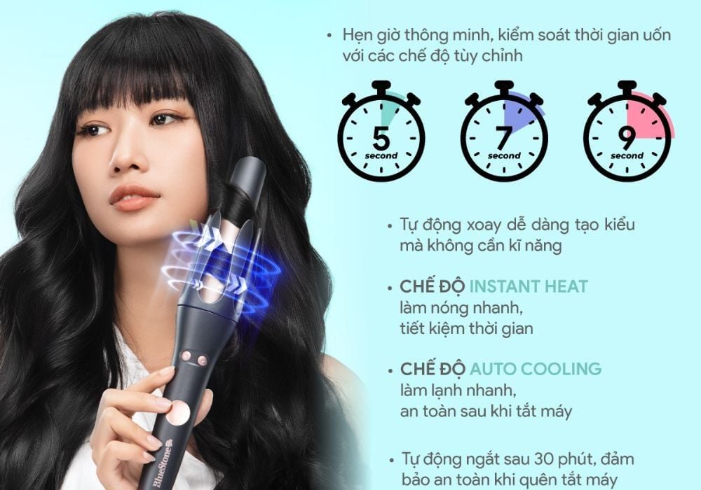 Máy uốn tóc tự xoay 360 độ