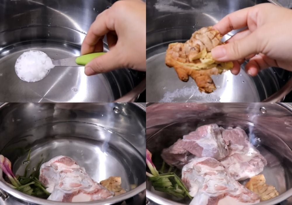 Sơ chế và trụng thịt bò