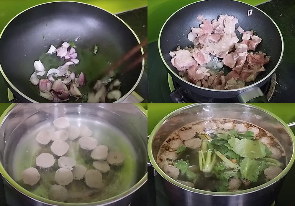 Các bước làm mì bò viên