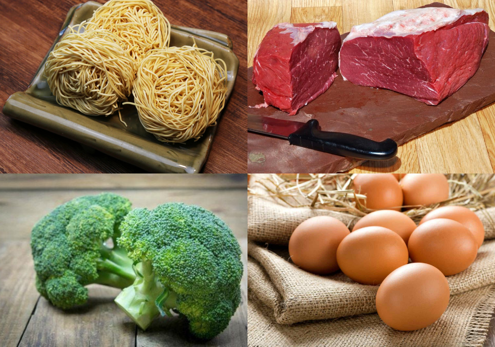 Nguyên liệu làm mì xào bò bông cải xanh