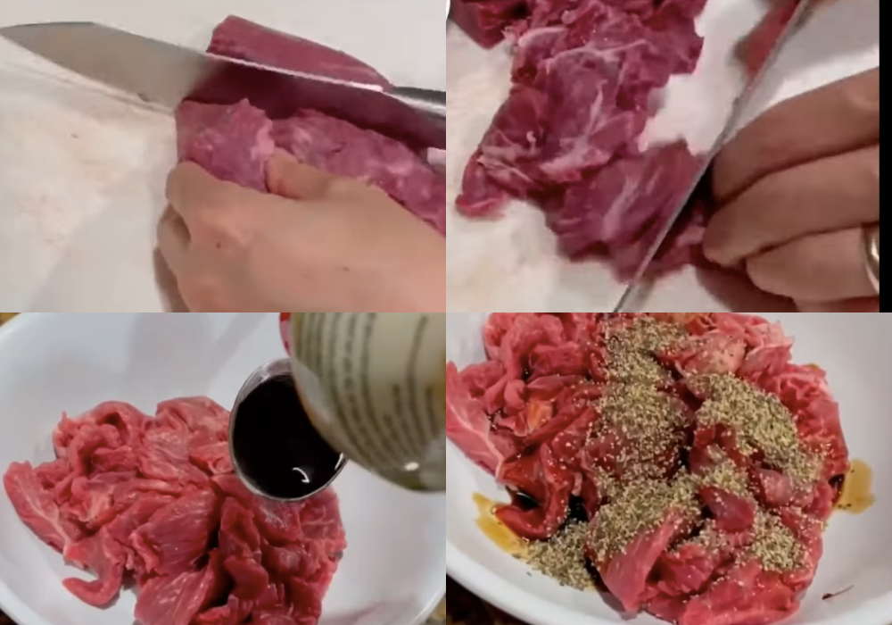 Sơ chế và ướp thịt bò