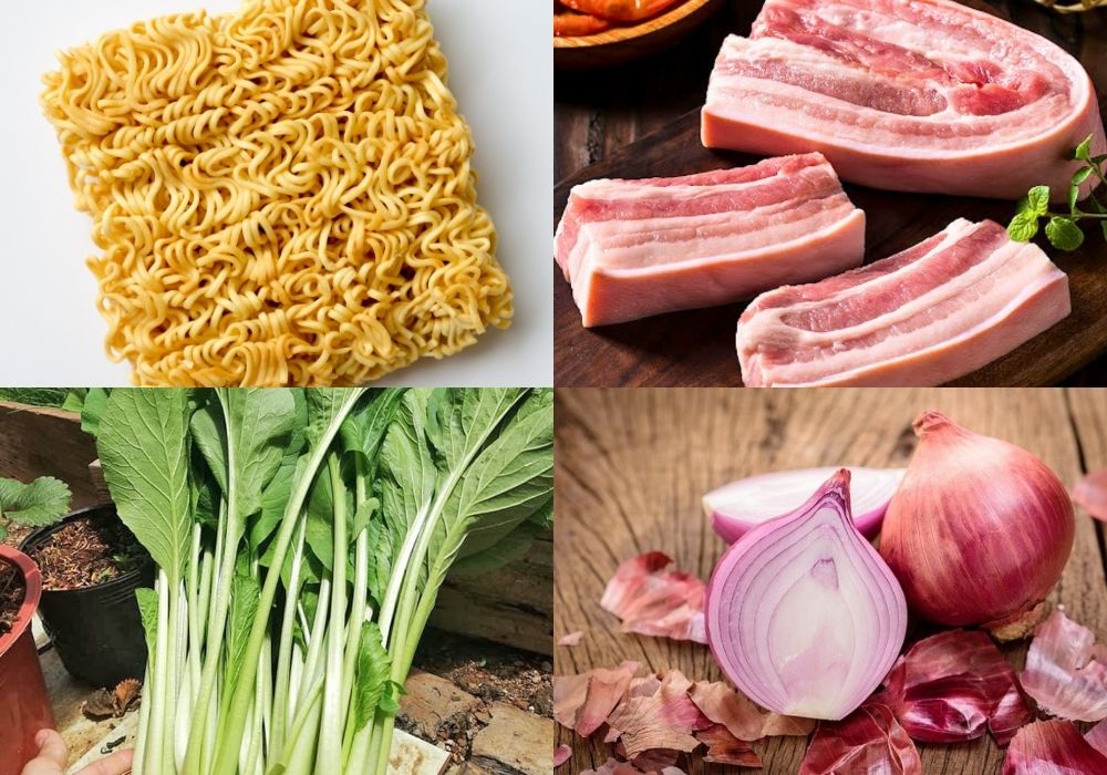 Nguyên liệu làm mì xào thịt heo