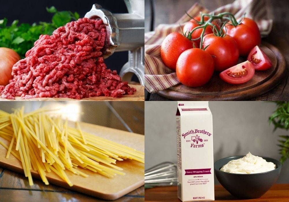 Nguyên liệu làm mì Ý sốt bò bằm cà chua