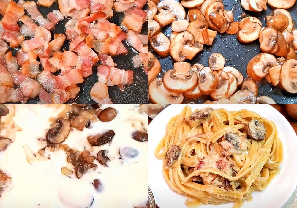 Các bước làm mì Ý sốt kem nấm
