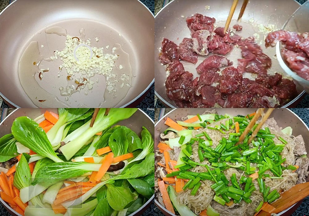 Các bước làm miến xào bò