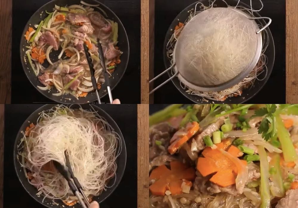 Xào thịt bò và miến