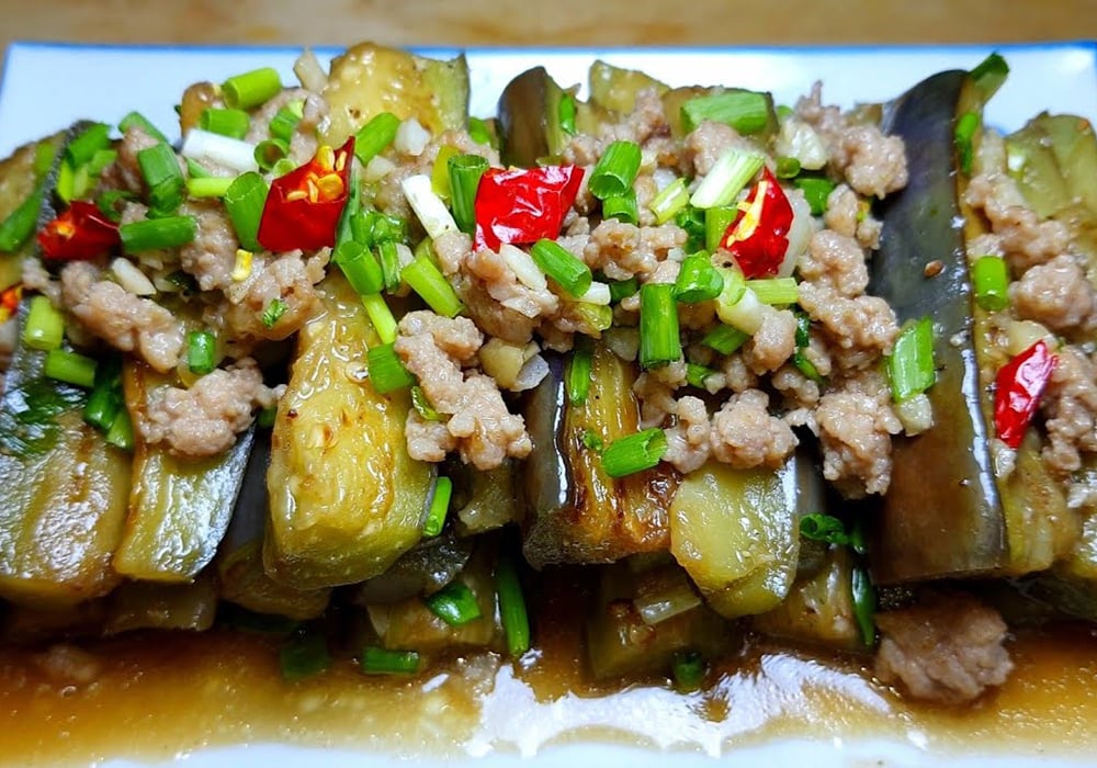 Cà tím xào thịt băm