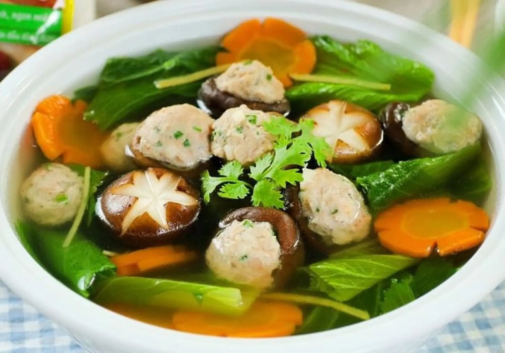 Canh cải bẹ xanh thịt viên